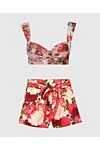 Zimmermann Women's suit red and beige floral pattern - floral pattern, decorative belt. linen, silk. Country of manufacture: Italy. Care: specialized cleaning - photo 1