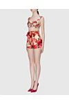 Zimmermann Women's suit red and beige floral pattern - floral pattern, decorative belt. linen, silk. Country of manufacture: Italy. Care: specialized cleaning - photo 3