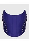 Zimmermann Blue linen and silk corset for women - decorative panels with lacing. 52% linen, 48% silk. Closure: zipper. Country of manufacture: Italy. Care: specialized cleaning - photo 1