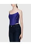 Zimmermann Blue linen and silk corset for women - decorative panels with lacing. 52% linen, 48% silk. Closure: zipper. Country of manufacture: Italy. Care: specialized cleaning - photo 3