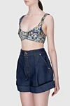 Zimmermann Women's blue silk bralette in floral print - fixed straps, boning in the seams, floral print. silk. Country of manufacture: Italy. Care: specialized cleaning - photo 3