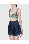 Zimmermann Women's blue silk bralette in floral print - fixed straps, boning in the seams, floral print. silk. Country of manufacture: Italy. Care: specialized cleaning - photo 3