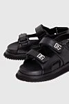 Dolce & Gabbana Sandals for men black leather with logo - Decoration: logo, open toe. genuine leather. Velcro. Country of manufacture: Italy. Care: specialized cleaning - photo 5