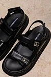 Sandals for men black leather with logo Dolce & Gabbana - Decoration: logo, open toe. genuine leather. Velcro. Country of manufacture: Italy. Care: specialized cleaning - photo 6