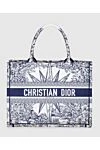 Dior Women's cotton bag blue in flowers - contrasting pattern, logo. classic. cotton. Country of manufacture: Italy. Care: specialized cleaning - photo 1