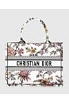 Dior Сумка из хлопка белая женская - цветочный узор, принт логотипа. классическая. хлопок. Страна производитель: Франция. Уход: специализированная чистка - фото 1