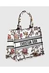 Dior Сумка из хлопка белая женская - цветочный узор, принт логотипа. классическая. хлопок. Страна производитель: Франция. Уход: специализированная чистка - фото 3