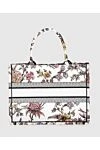 Сумка из хлопка белая женская Dior - цветочный узор, принт логотипа. классическая. хлопок. Страна производитель: Франция. Уход: специализированная чистка - фото 4