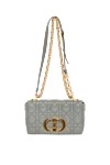 Dior Women's gray bag made of textured leather and logo - Decoration: logo on the Clasp:decorative stitching, gold-plated clasp and chain. genuine leather. Country of manufacture: Italy. Care: specialized cleaning - photo 1