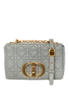 Dior Women's gray bag made of textured leather and logo - Decoration: logo on the Clasp:decorative stitching, gold-plated clasp and chain. genuine leather. Country of manufacture: Italy. Care: specialized cleaning - photo 5