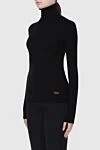 Balmain Women's black woolen turtleneck with metal logo - metal logo. wool. Country of manufacture: Italy. Care: specialized cleaning - photo 3