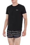 Balmain Men's black cotton T-shirt with white logo - logo print. cotton. Country of manufacture: Italy. Care: specialized cleaning - photo 3