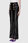 Balmain Women's leather black pants with gilded buttons with lions - branded accessories. genuine leather. zipper. Country of manufacture: Italy. Care: specialized cleaning - photo 3