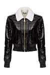 Balmain Women's black patent leather jacket with white fur - white fur collar. natural leather, natural fur. zipper. Country of manufacture: Italy. Care: specialized cleaning - photo 1