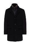 Moorer Men's cashmere blue coat with detachable fur collar - button-down fur collar. fur, cashmere. zipper, buttons. Country of manufacture: Italy. Care: specialized cleaning - photo 1