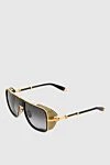 Balmain Men's square sunglasses with golden frame - Frame color: golden. black. titanium. Country of manufacture: Italy. Care: specialized cleaning - photo 3