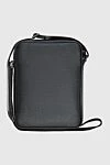 Black leather bag for men Serapian - logo, textured leather. 100% leather. Closure: zipper. side pocket. Dimensions: 22x28x8 cm. Country of manufacture: Italy. Care: specialized cleaning - photo 4