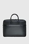 Black leather bag for men Serapian - logo, logo embossing on the entire surface. genuine leather. zipper. Country of manufacture: Italy. Care: specialized cleaning - photo 4