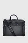 Serapian Black leather bag for men - logo, logo embossing on the entire surface. genuine leather. zipper. Country of manufacture: Italy. Care: specialized cleaning - photo 5