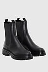 Gianvito Rossi Women's black leather boots with a massive sole - genuine leather. Sole height: 2.5 cm. Fastener: elastic. Country of manufacture: Italy. Care: specialized cleaning - photo 3