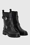 Gianvito Rossi Women's black leather ankle boots with chunky soles and buckles - genuine leather. Sole height: 2 cm. buckle. Country of manufacture: Italy. Care: specialized cleaning - photo 3