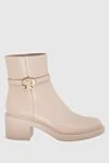 Gianvito Rossi Women's beige leather ankle boots with chunky sole and buckle - genuine leather. Decoration: gold-plated logo. Heel height: 4.5 cm. zipper. Country of manufacture: Italy. Care: specialized cleaning - photo 1