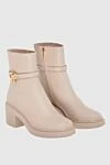 Gianvito Rossi Women's beige leather ankle boots with chunky sole and buckle - genuine leather. Decoration: gold-plated logo. Heel height: 4.5 cm. zipper. Country of manufacture: Italy. Care: specialized cleaning - photo 3