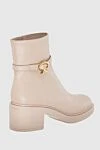 Women's beige leather ankle boots with chunky sole and buckle Gianvito Rossi - genuine leather. Decoration: gold-plated logo. Heel height: 4.5 cm. zipper. Country of manufacture: Italy. Care: specialized cleaning - photo 4