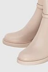 Gianvito Rossi Women's beige leather ankle boots with chunky sole and buckle - genuine leather. Decoration: gold-plated logo. Heel height: 4.5 cm. zipper. Country of manufacture: Italy. Care: specialized cleaning - photo 5