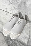 Men's white sneakers with logo on the tongue Kiton - Decoration: logo on the tongue. 90% cotton, 10% elastane. lacing. Country of manufacture: Italy. Care: specialized cleaning - photo 8