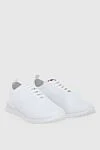 Kiton Men's white sneakers with logo on the tongue - Decoration: logo on the tongue. 90% cotton, 10% elastane. lacing. Country of manufacture: Italy. Care: specialized cleaning - photo 3