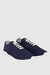 Kiton Men's blue sneakers with logo on the tongue - Decoration: logo on the tongue. 90% cotton, 10% elastane. lacing. Country of manufacture: Italy. Care: specialized cleaning - photo 3