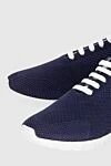 Kiton Men's blue sneakers with logo on the tongue - Decoration: logo on the tongue. 90% cotton, 10% elastane. lacing. Country of manufacture: Italy. Care: specialized cleaning - photo 5