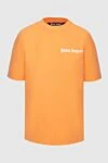 Palm Angels Women's orange loose-fitting T-shirt with logo - logo print, free cut. 100% cotton. Country of manufacture: Italy. Care: specialized cleaning - photo 1