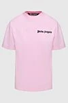 Palm Angels Pink cotton t-shirt for women - logo print, free cut. 100% cotton. Country of manufacture: Italy. Care: specialized cleaning - photo 1