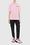 Pink cotton t-shirt for women Palm Angels - logo print, free cut. 100% cotton. Country of manufacture: Italy. Care: specialized cleaning - photo 2
