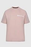 Palm Angels Women's pink T-shirt with white logo - logo print, free cut. 100% cotton. Country of manufacture: Italy. Care: specialized cleaning - photo 1