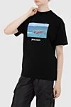 Palm Angels Women's black cotton loose-fitting T-shirt with photo print - logo print, free cut, photo print. 100% cotton. Country of manufacture: Italy. Care: specialized cleaning - photo 3