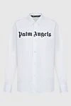 Palm Angels Women's white cotton shirt with black logo on the chest - Features: logo. cotton. Country of manufacture: Italy. Care: specialized cleaning - photo 1