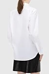 Women's white cotton shirt with black logo on the chest Palm Angels - Features: logo. cotton. Country of manufacture: Italy. Care: specialized cleaning - photo 4