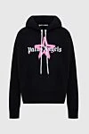 Palm Angels Hoodie made of cotton black for women - logo print, star print. hood, drawstring closure, front pocket. 100% cotton. Country of manufacture: Italy. Care: specialized cleaning - photo 1