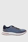 Loro Piana Blue nubuck sneakers for men - contrast sole. 100% nubuck. lacing. Country of manufacture: Italy. Care: specialized cleaning - photo 1