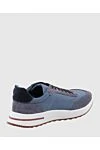 Blue nubuck sneakers for men Loro Piana - contrast sole. 100% nubuck. lacing. Country of manufacture: Italy. Care: specialized cleaning - photo 4