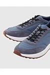 Loro Piana Blue nubuck sneakers for men - contrast sole. 100% nubuck. lacing. Country of manufacture: Italy. Care: specialized cleaning - photo 5