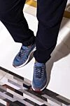 Blue nubuck sneakers for men Loro Piana - contrast sole. 100% nubuck. lacing. Country of manufacture: Italy. Care: specialized cleaning - photo 6