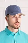 Men's blue cap with logo Loro Piana - logo embossing. Fastener: rubber band. 100% polyester. Country of manufacture: Italy. Care: specialized cleaning - photo 2