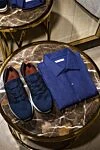 Blue men's wool snickers Loro Piana - contrast sole. 100% wool. lacing. Country of manufacture: Italy. Care: specialized cleaning - photo 6