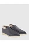 Loro Piana Men's suede gray loafers with beige inserts - cashmere insert. suede. Country of manufacture: Italy. Care: specialized cleaning - photo 3