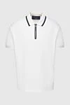 Loro Piana Polo made of cotton and elastane white for men - Contrasting lines on the collar. 95% cotton, 5% elastane. Closure: zipper. Country of manufacture: Italy. Care: specialized cleaning - photo 1