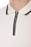 Loro Piana Polo made of cotton and elastane white for men - Contrasting lines on the collar. 95% cotton, 5% elastane. Closure: zipper. Country of manufacture: Italy. Care: specialized cleaning - photo 5